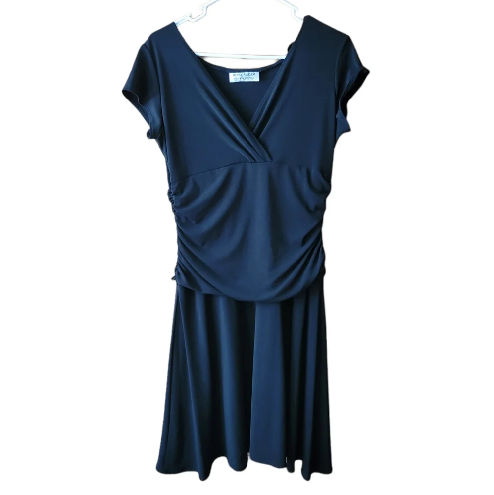 Betsy & adam black event dress medium shirt dinner wedding guest dress